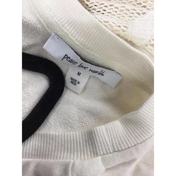 Peace love world embroidered mesh French terry top medium pristine new qvc - Picture 3 of 4
